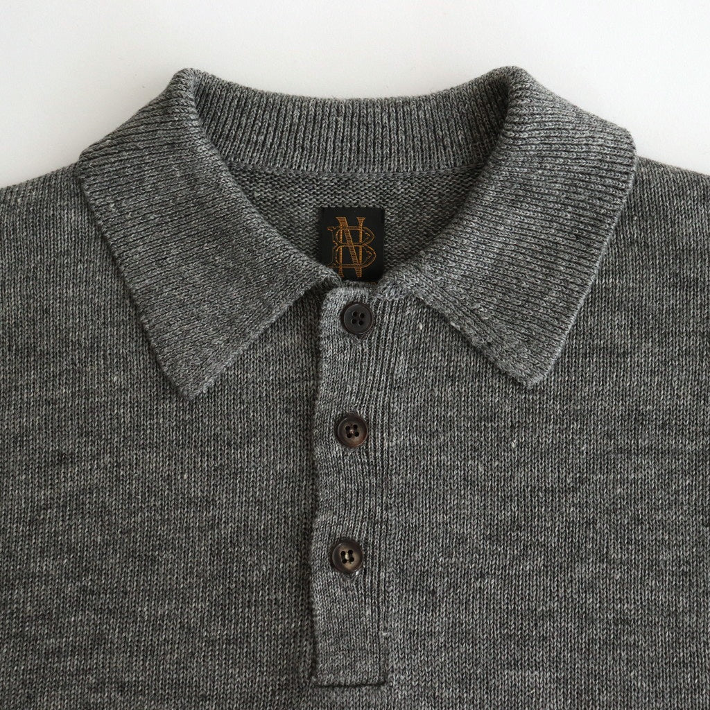 WASHED HIGH COUNT LINEN POLO #GRAY [BN-25SM-023]
