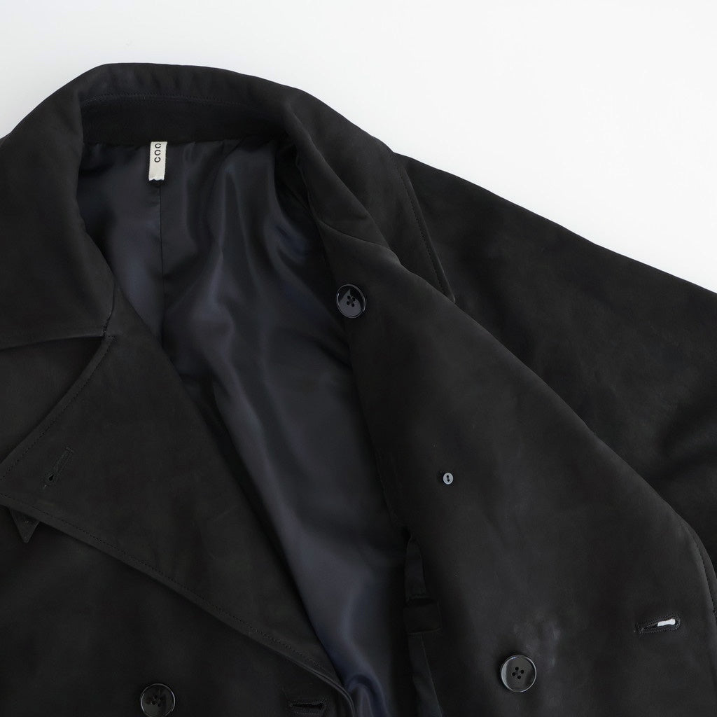 DOUBLE BREASTED HALF COAT #BLACK [SH-60-C-NUBCK-3]