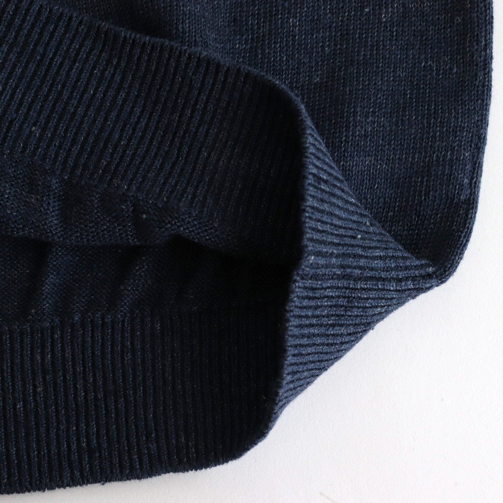 WASHED HIGH COUNT LINEN POLO #NAVY [BN-25SM-023]