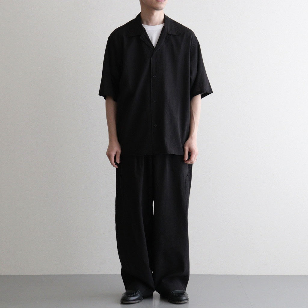 OPEN COLLAR S/S SHIRT #BLACK [M26A16SH01B]