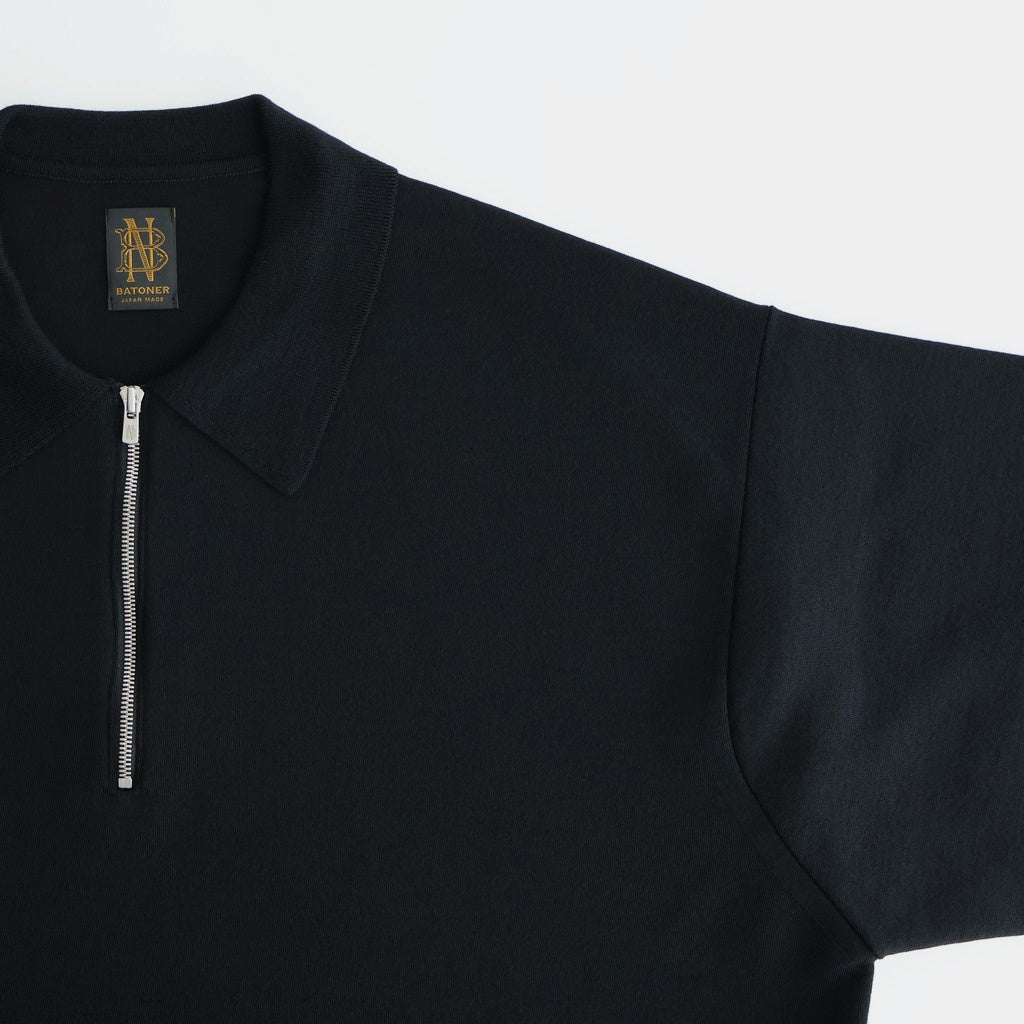 32G SMOOTH WOOL POLO HALF ZIP #BLACK [BN-25FM-021]