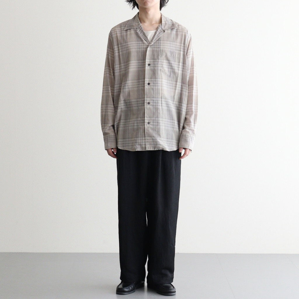 OPEN COLLAR L/S SHIRT #SAGE CHECK [M26A18SH01C]