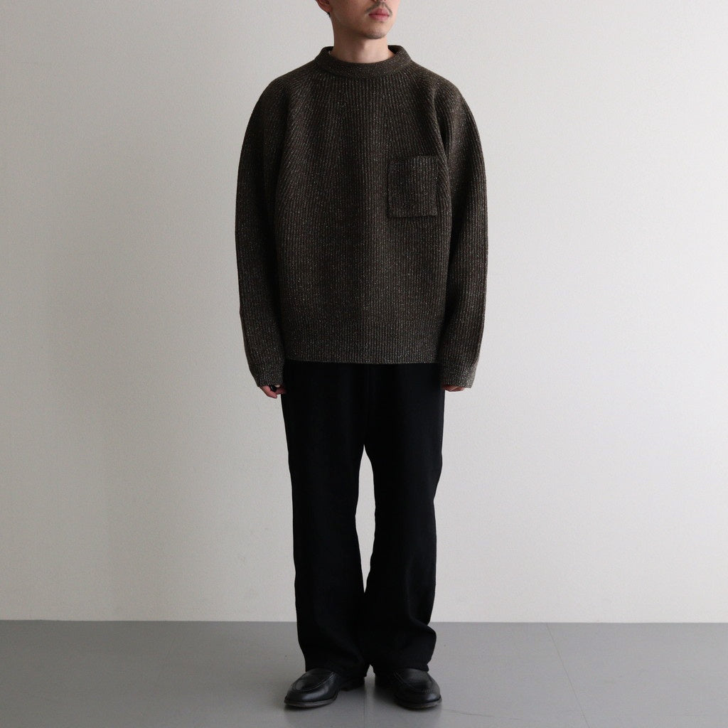 SILK NEP WOOL MOCK-NECK SWEATER #OLIVE STONE [242OJ-KN04]