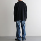 SOLID WOOL RIB POLO ZIP UP CARDIGAN #CHARCOAL BLUE [BN-25FM-044]