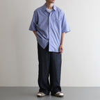 Chambray Open-Collar Shirt #Saxe [BHS25S021]