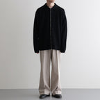 SOLID WOOL RIB POLO ZIP UP CARDIGAN #BLACK [BN-25FM-044]