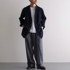 Grandad Collar Dobby Stripe Shirt #Navy [6061-1103]