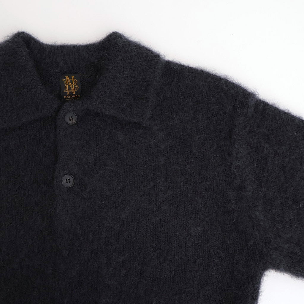 PURE MOHAIR SHAGGY POLO #CHARCOAL BLUE [BN-25FL-053]
