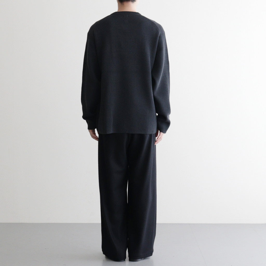 SOLID WOOL RIB CREW NECK #CHARCOAL BLUE [BN-25FM-042]