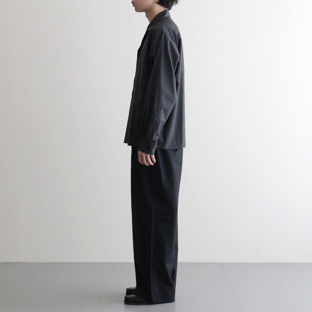 DOUBLE POCKET OPEN COLLAR SHIRT #GRAY STRIPE [M26A11SH01C]