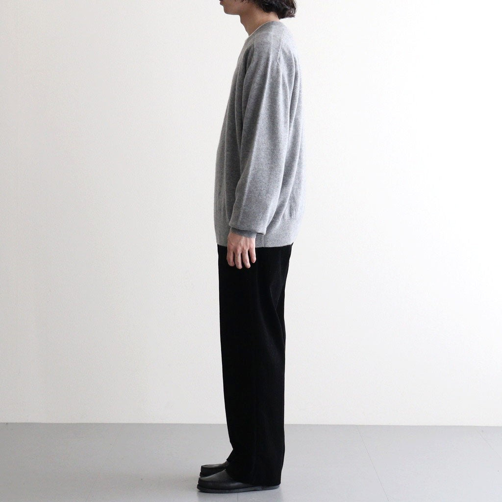 MIXED-WALE CORDUROY NOTUCK SLACKS #BLACK [26W-BIS-PT15]