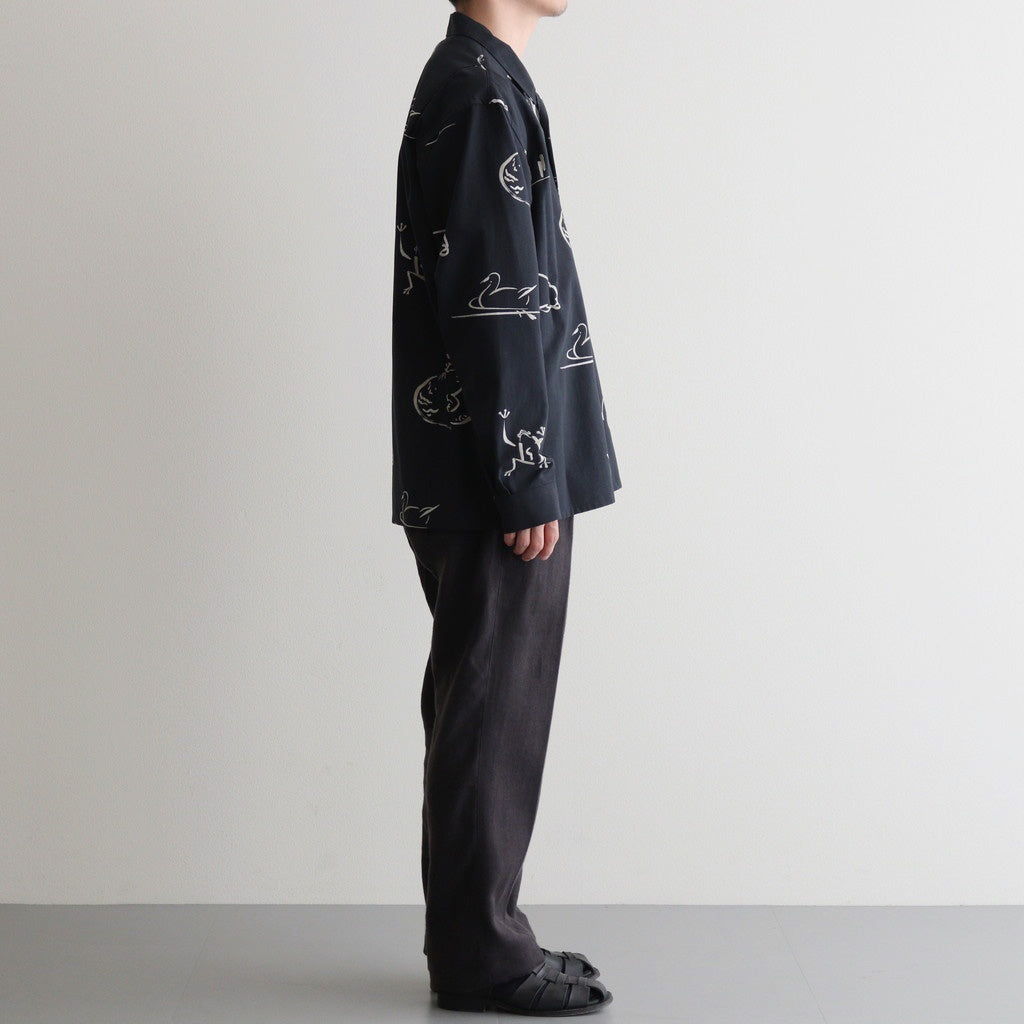 ORIGINAL PRINTED OPEN COLLAR SHIRTS (Animal Drawing) Long-sleeve #ONYX [251OJ-SH18]