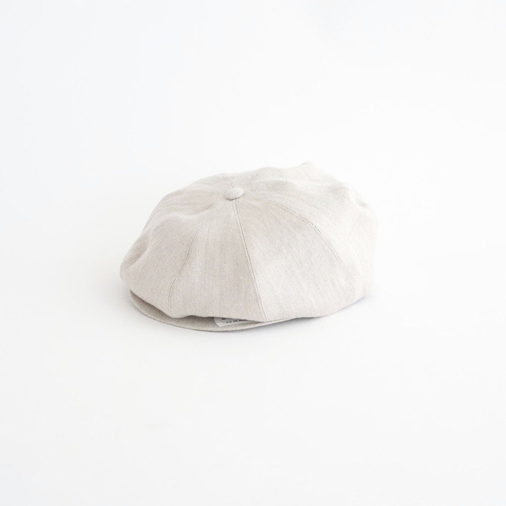 LINEN HERRINGBONE PEAKED CAP #OATMEAL [261OJ-HT02]