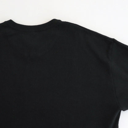 V-NECK SILK NEP RIBED TOPS #ONYX BLACK [242OJ-CT09]