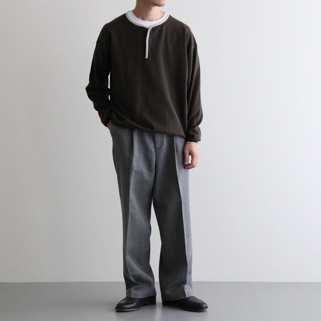 TWEED WOOL ONE TUCK TROUSERS #GRAY [BN-26FM-023]