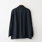 COMFORT FIT OPEN COLLAR SHIRT #BLACK [A26A22SH02C]