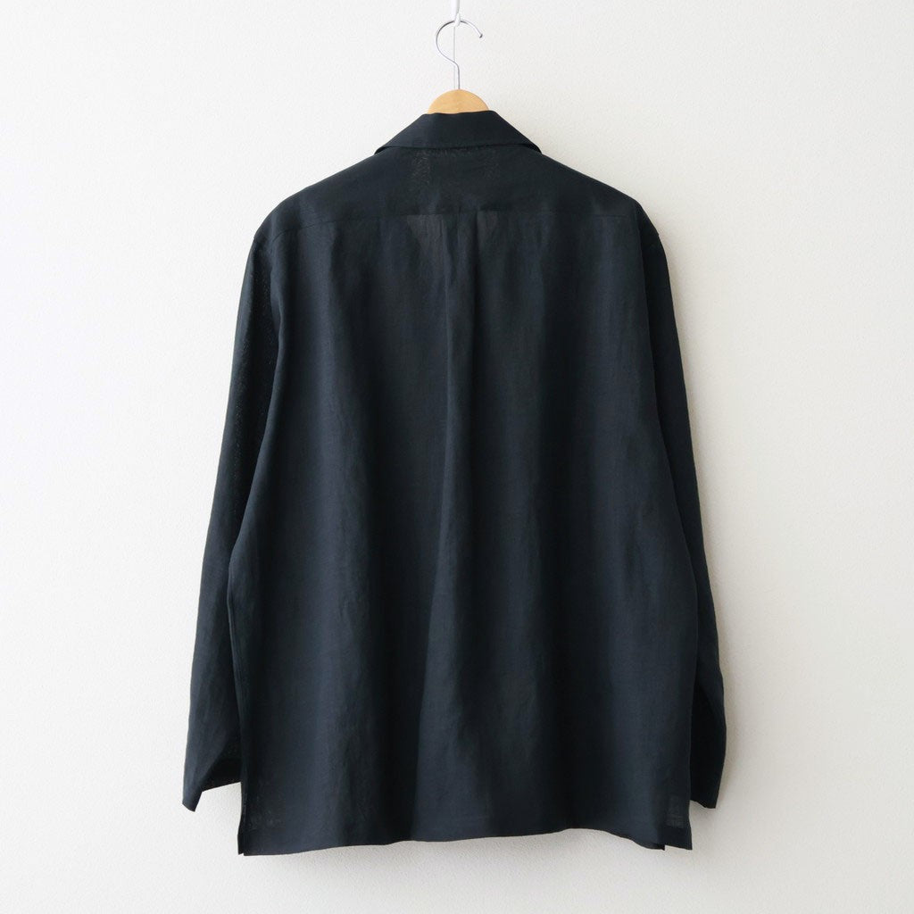 COMFORT FIT OPEN COLLAR SHIRT #BLACK [A26A22SH02C]