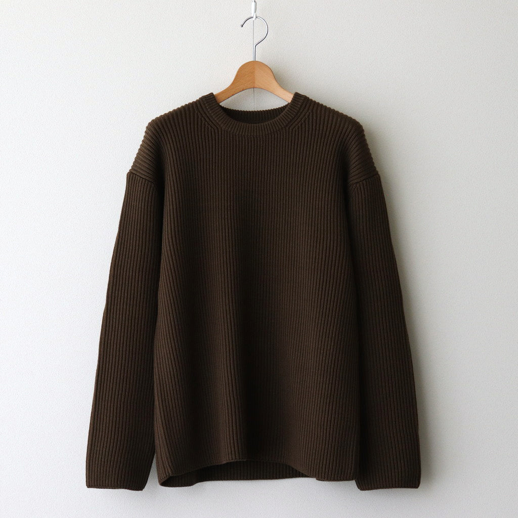 SOLID WOOL RIB CREW NECK #OLIVE [BN-24FM-042]