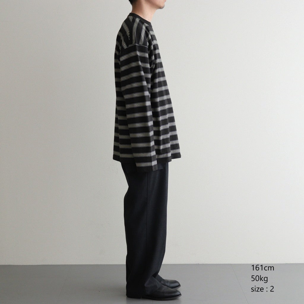 BORDER LONG SLEEVE TOP #GRAPHITExYELLOW [PMAT-CL02]