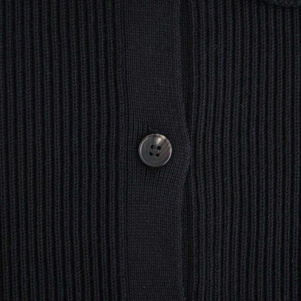 SOLID WOOL RIB POLO CARDIGAN #BLACK [BN-26FL-032]