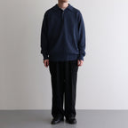 WASHED HIGH COUNT LINEN POLO #NAVY [BN-25SM-023]