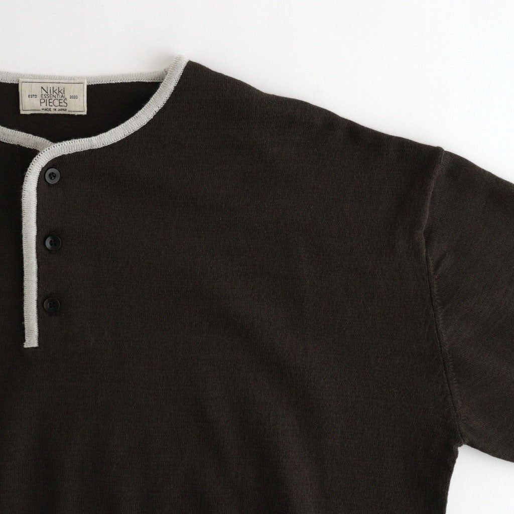 Cotton Silk Henleyneck #Charcoal [NEP-SS2627]