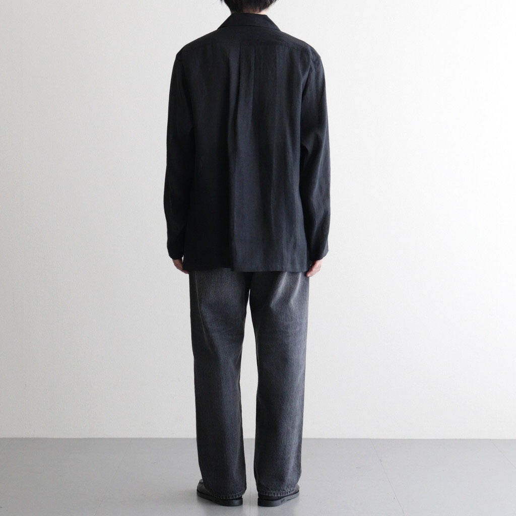 COMFORT FIT OPEN COLLAR SHIRT #BLACK [A26A22SH02C]
