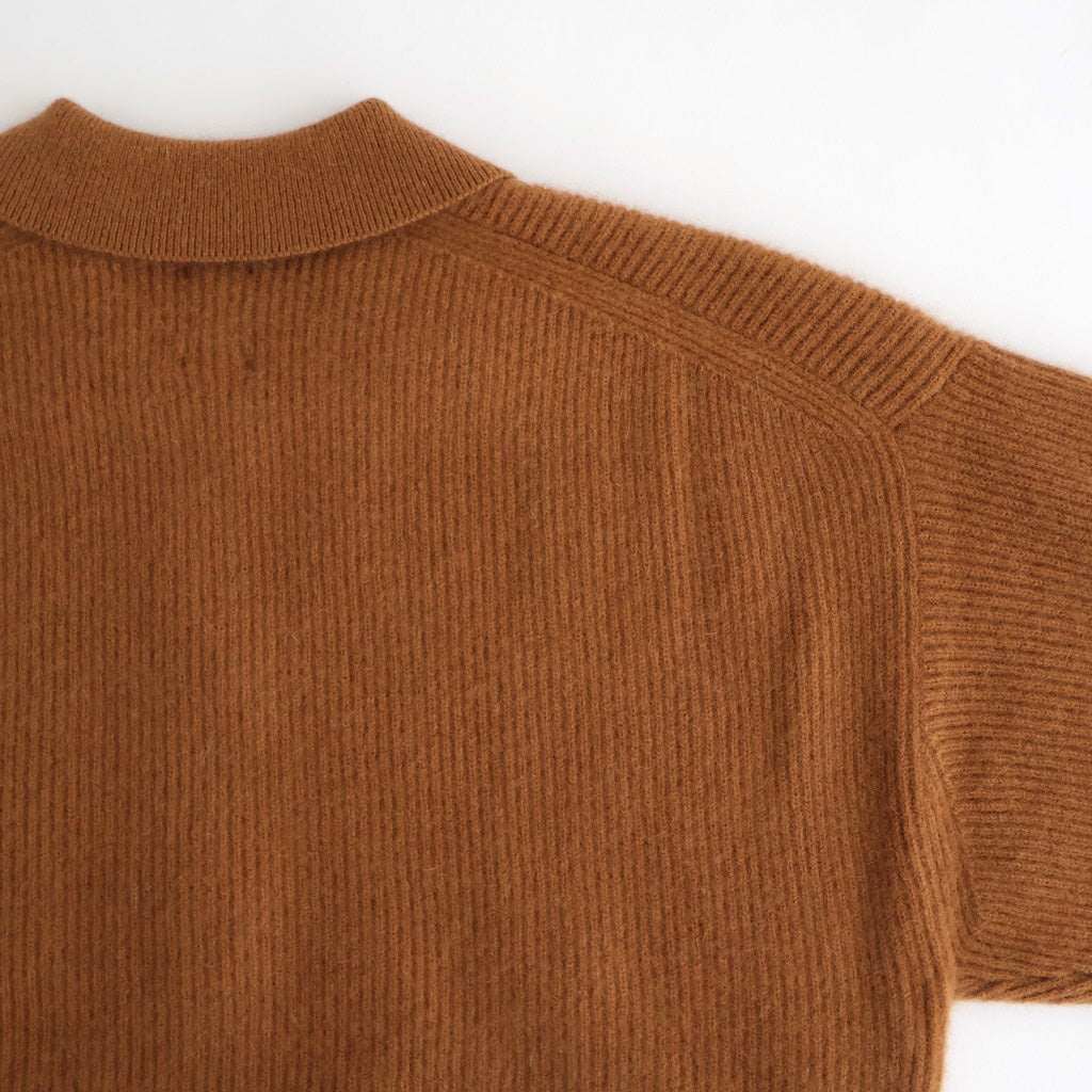 CASHMERE FOX POLO CARDIGAN #CAMEL [BN-25FL-044]