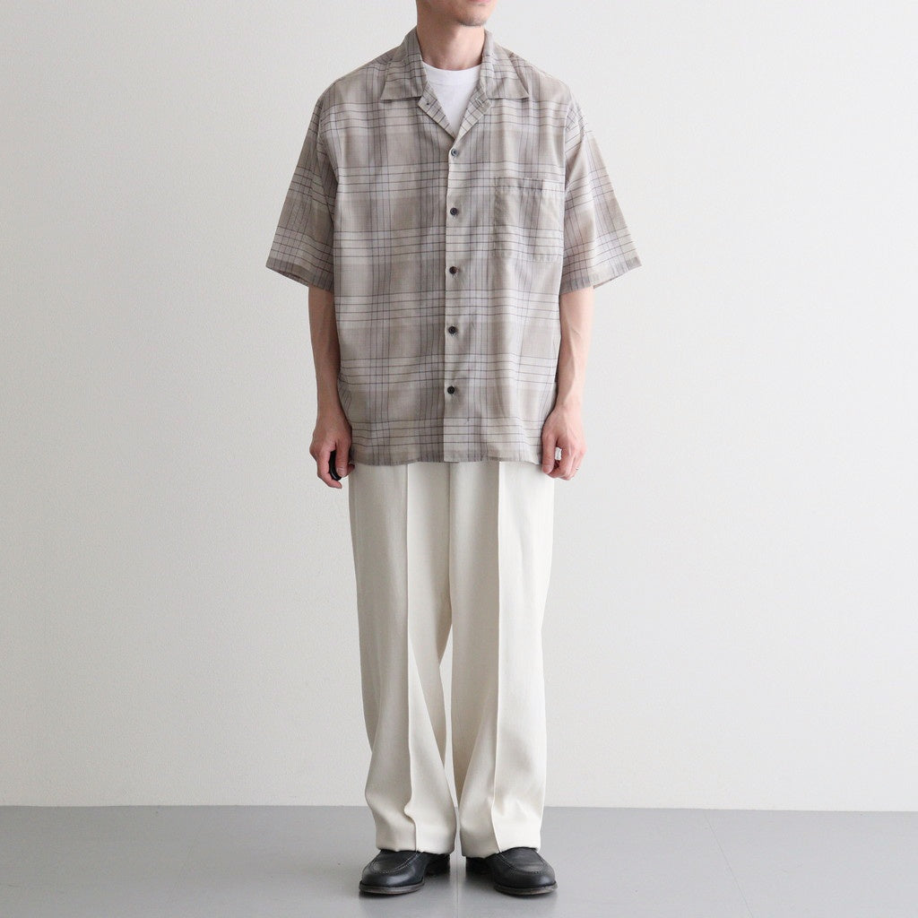 OPEN COLLAR S/S SHIRT #SAGE CHECK [M26A18SH02B]