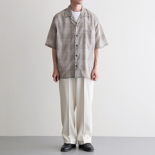 OPEN COLLAR S/S SHIRT #SAGE CHECK [M26A18SH02B]