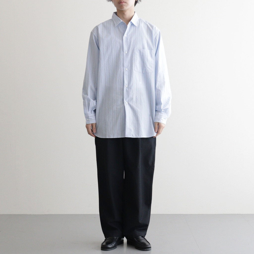 Regular Collar Stripe Wind Shirt #Sax [S26SG086] - Diffusion 三重