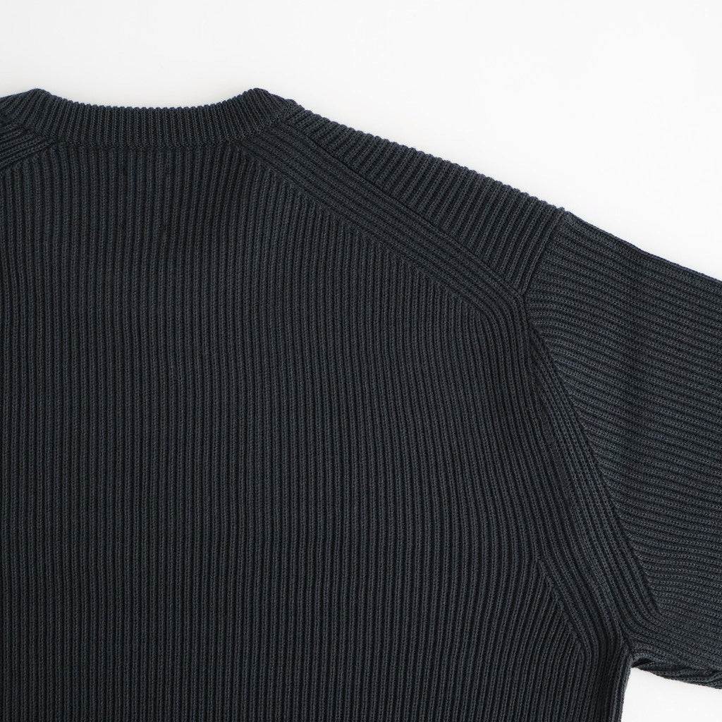 SOLID WOOL RIB CREW NECK #CHARCOAL BLUE [BN-25FM-042]