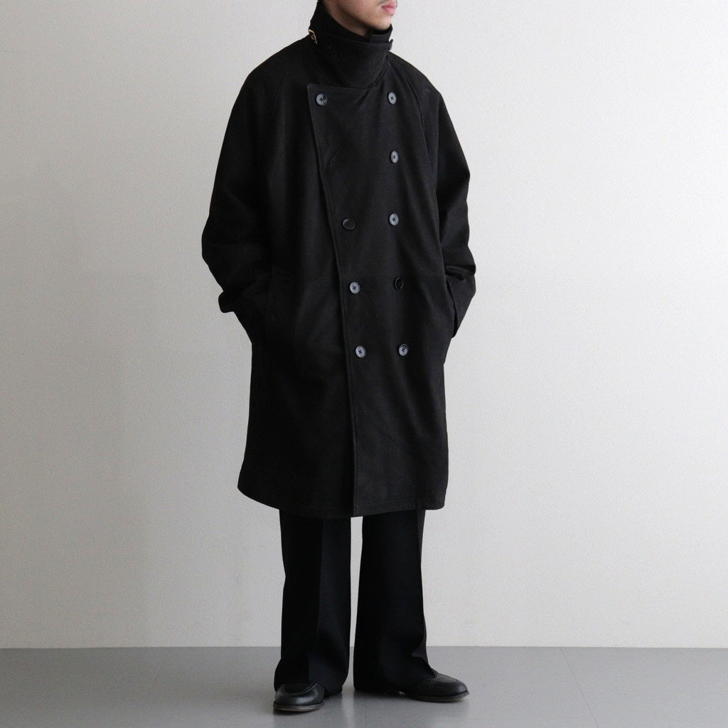 DOUBLE BREASTED HALF COAT #BLACK [SH-60-C-NUBCK-3]