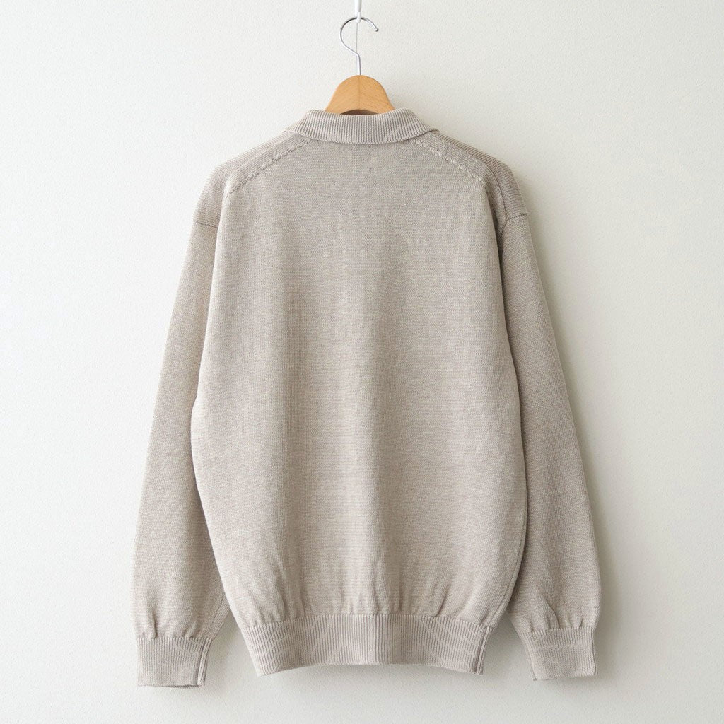 WASHED HIGH COUNT LINEN POLO #NATURAL [BN-26SM-022]