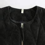 QUILTED VEST #BLACK [V-08-C-SUEDE-2]