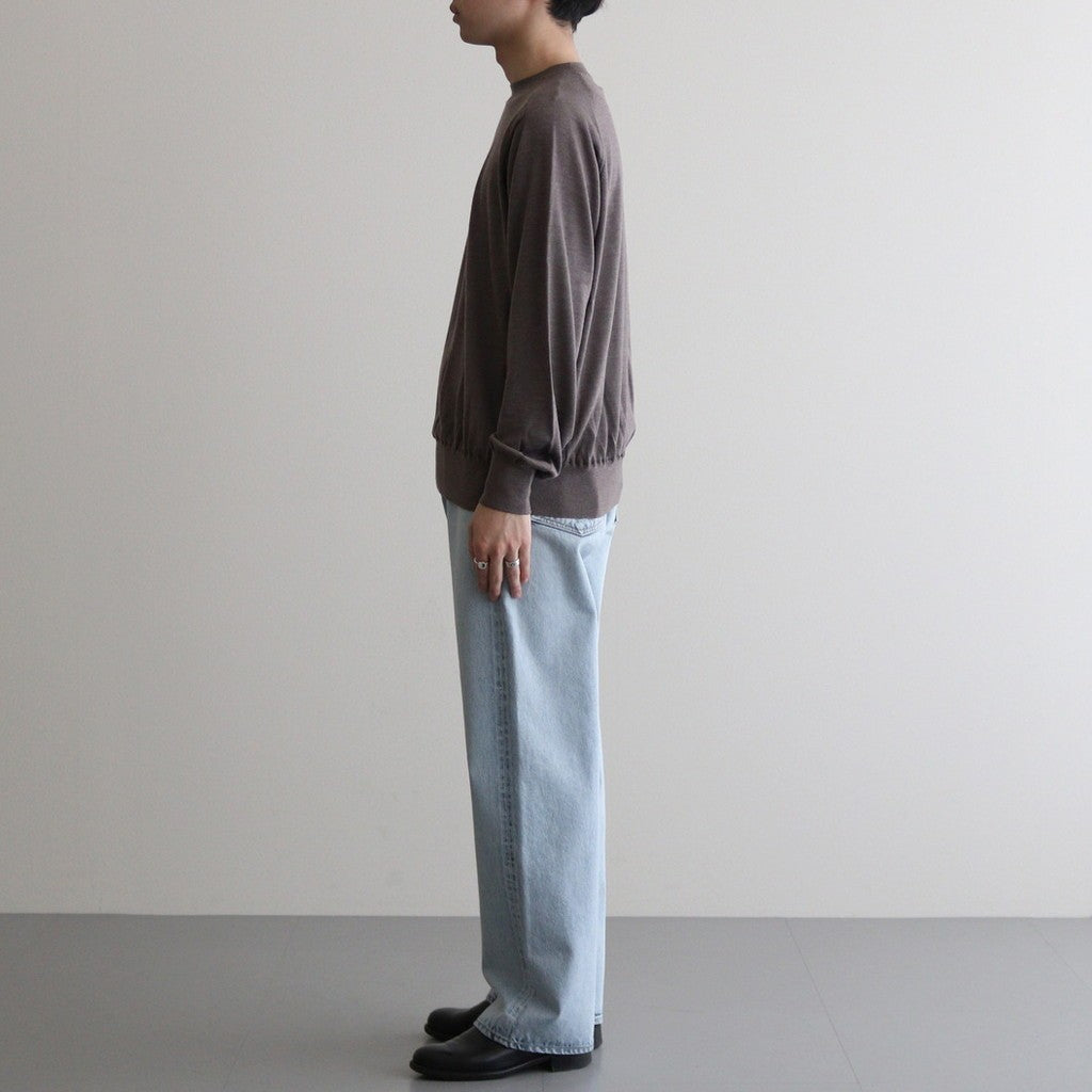 Wool Cashmere Silk Knit Crew Neck #HeatherBeige [BHS24F021]