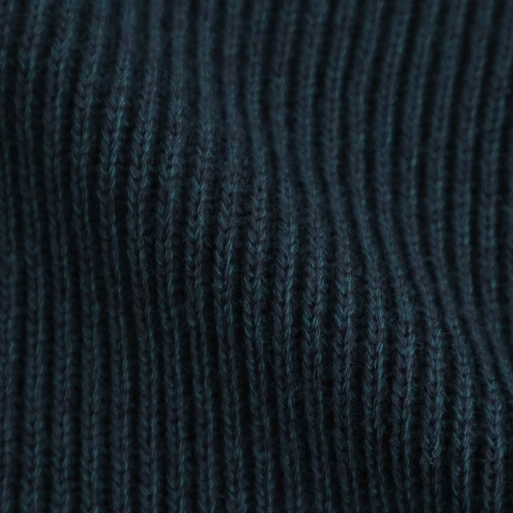 SOLID WOOL RIB CREW NECK #DARK GREEN×NAVY [BN-25FM-042]