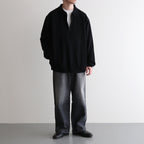 Co/Silk Nep Harf-Zip Shirt #Black [BHS25S037]