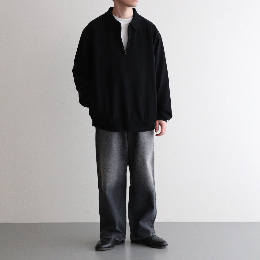 Co/Silk Nep Harf-Zip Shirt #Black [BHS25S037]