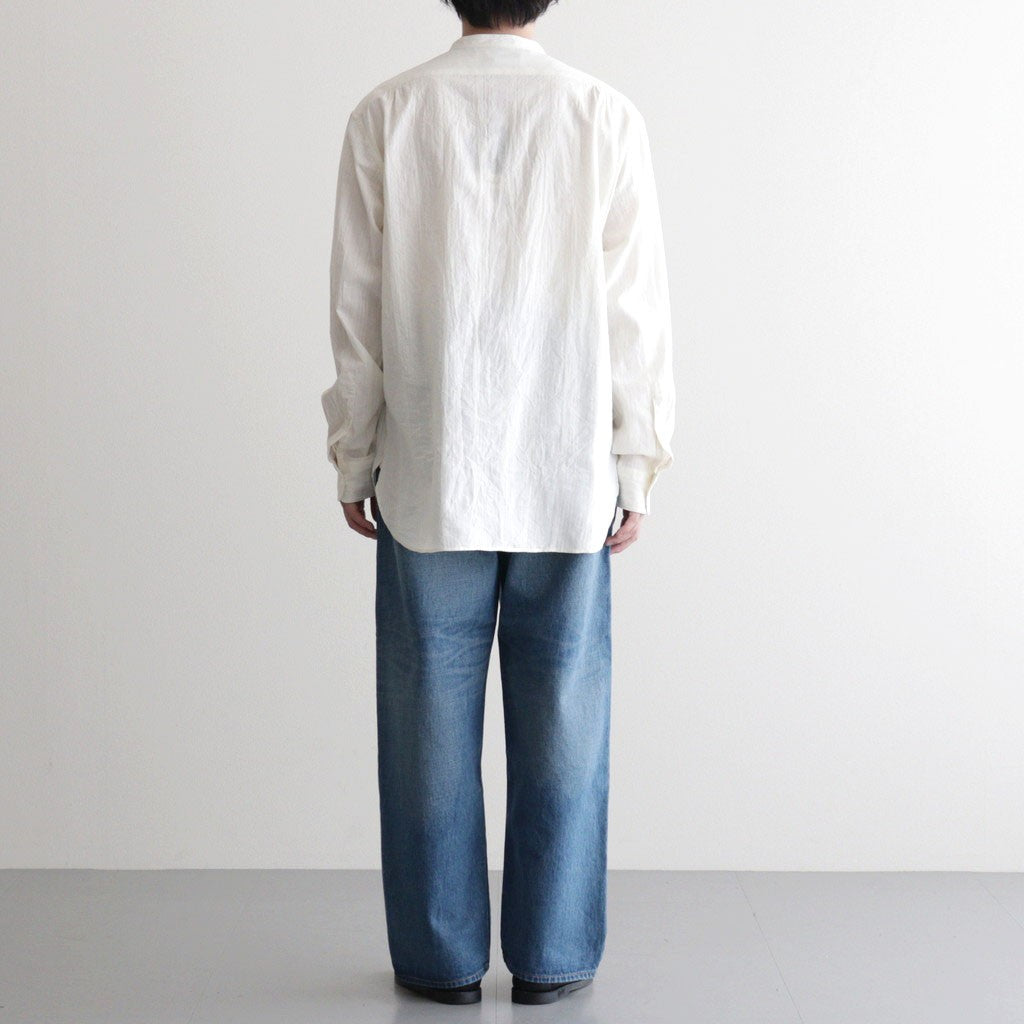Grandad Collar Dobby Stripe Shirt #Off White [6061-1103]
