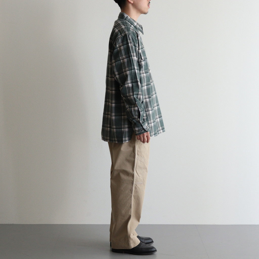 PRINT FLANNEL HALF ZIP SHIRT #JADE GREEN [PMAS-LS04]