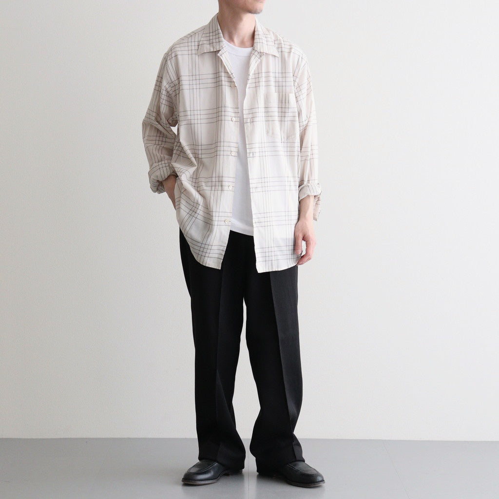 OPEN COLLAR L/S SHIRT #IVORY CHECK [M26A18SH01C]