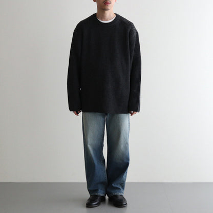 SOLID WOOL RIB CREW NECK #CHARCOAL [BN-24FM-042]