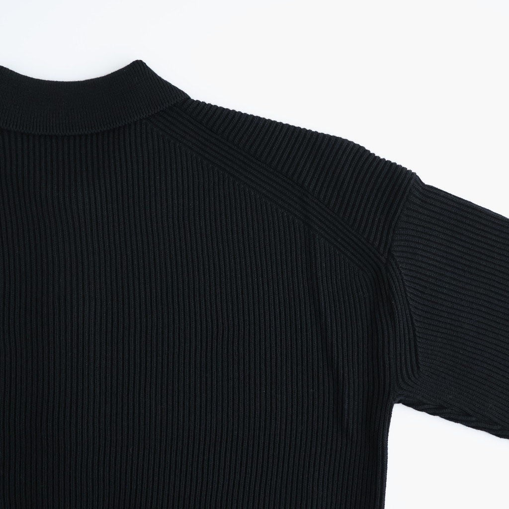 SOLID WOOL RIB POLO CARDIGAN #BLACK [BN-26FL-032]