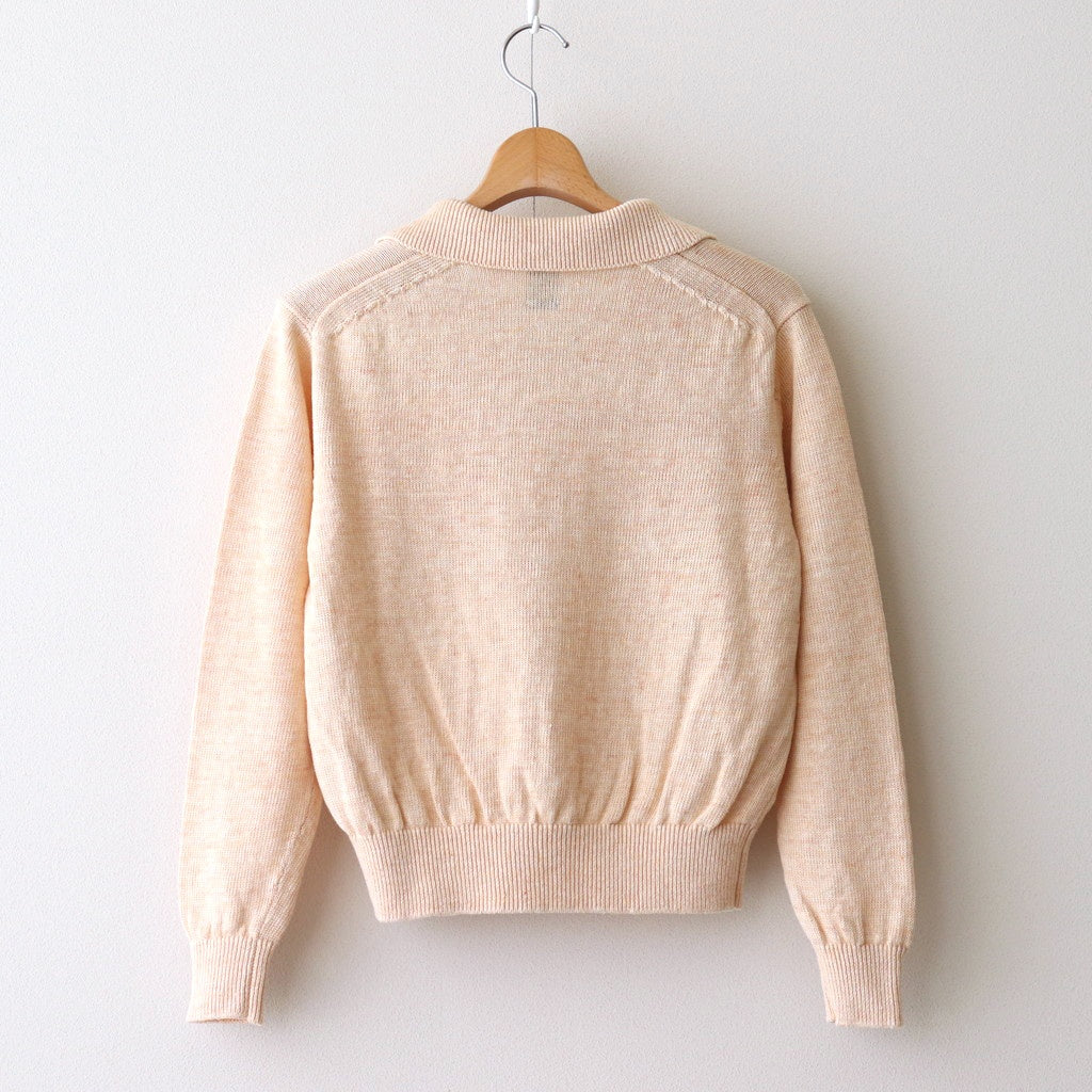 WASHED HIGH COUNT LINEN POLO SKIPPER #CREAM [BN-25SL-022]