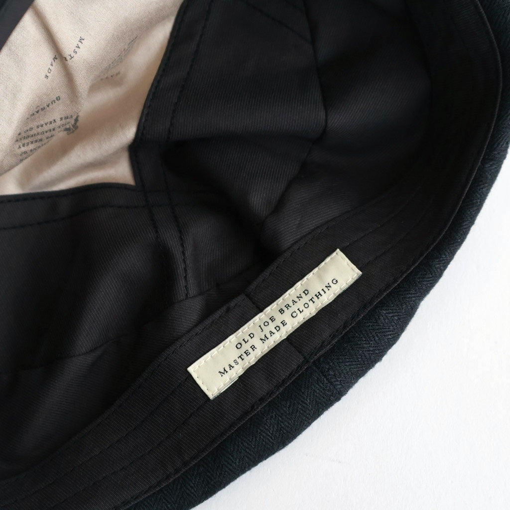 LINEN HERRINGBONE PEAKED CAP #BLACK [261OJ-HT02]