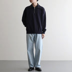 ORGANIC COTTON BLEND HEAVY WEIGHT FLEECE HALF ZIP #NAVY [16542 66326]