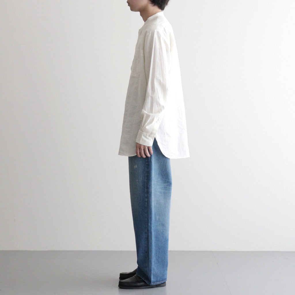 Grandad Collar Dobby Stripe Shirt #Off White [6061-1103]