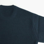 SOLID WOOL RIB CREW NECK #DARK GREEN×NAVY [BN-25FM-042]