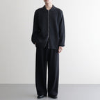 SOLID WOOL RIB POLO ZIP UP CARDIGAN #CHARCOAL BLUE [BN-25FM-044]